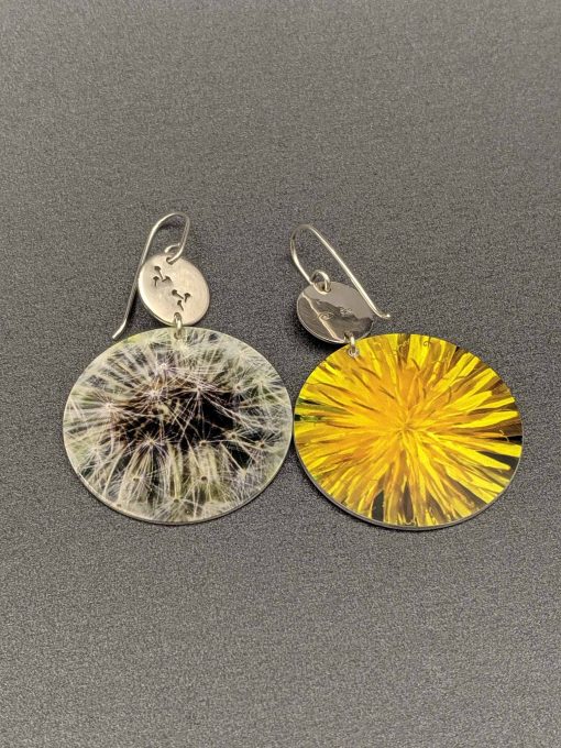 statement-earrings-yellow-dandelion-seeds-whimsical-design