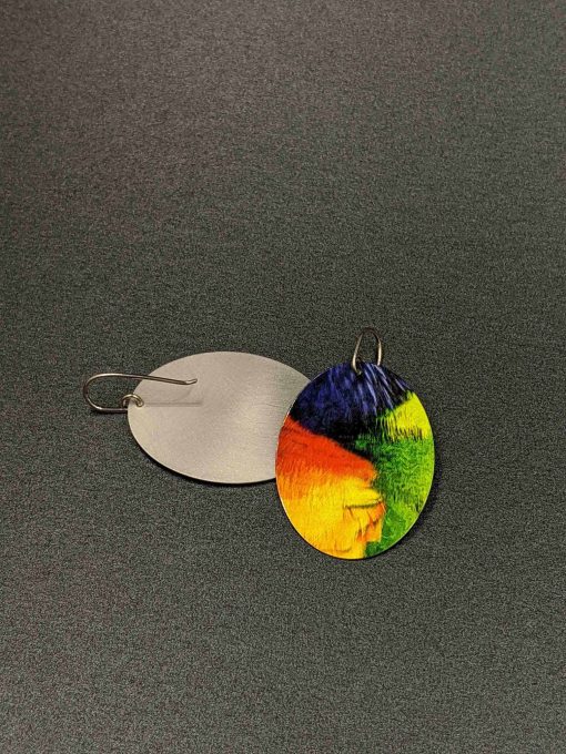 statement-earrings-rainbow-lorikeet-feathers-sublimated-aluminium