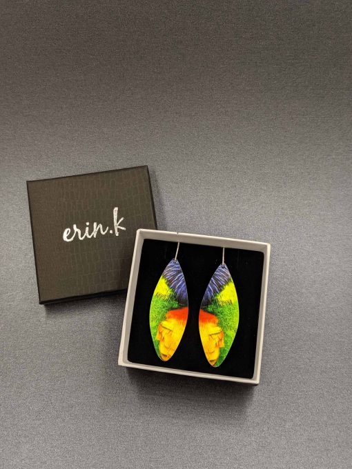 handmade-earrings-rainbow-lorikeet-feathers-sublimation-aluminium